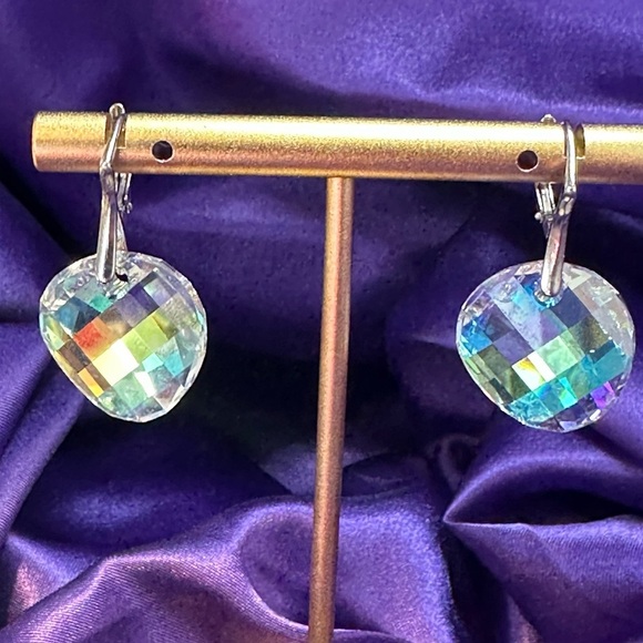 Marea Crystal Sterling Silver Drop Earrings, Made in Czech Republic w/Swarovski - Picture 2 of 16